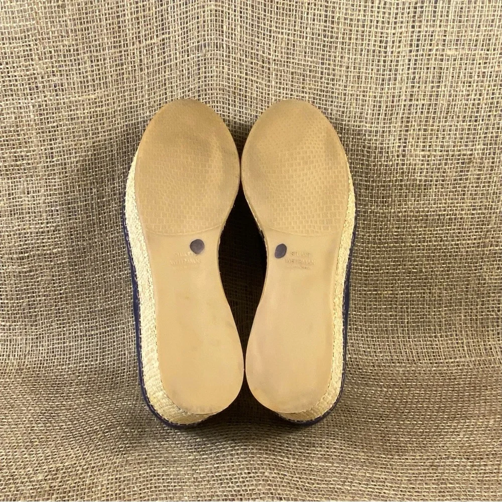 Stuart Weitzman Navy Blue Canvas Platform Espadrille Lace Up Oxford Shoes Size 9